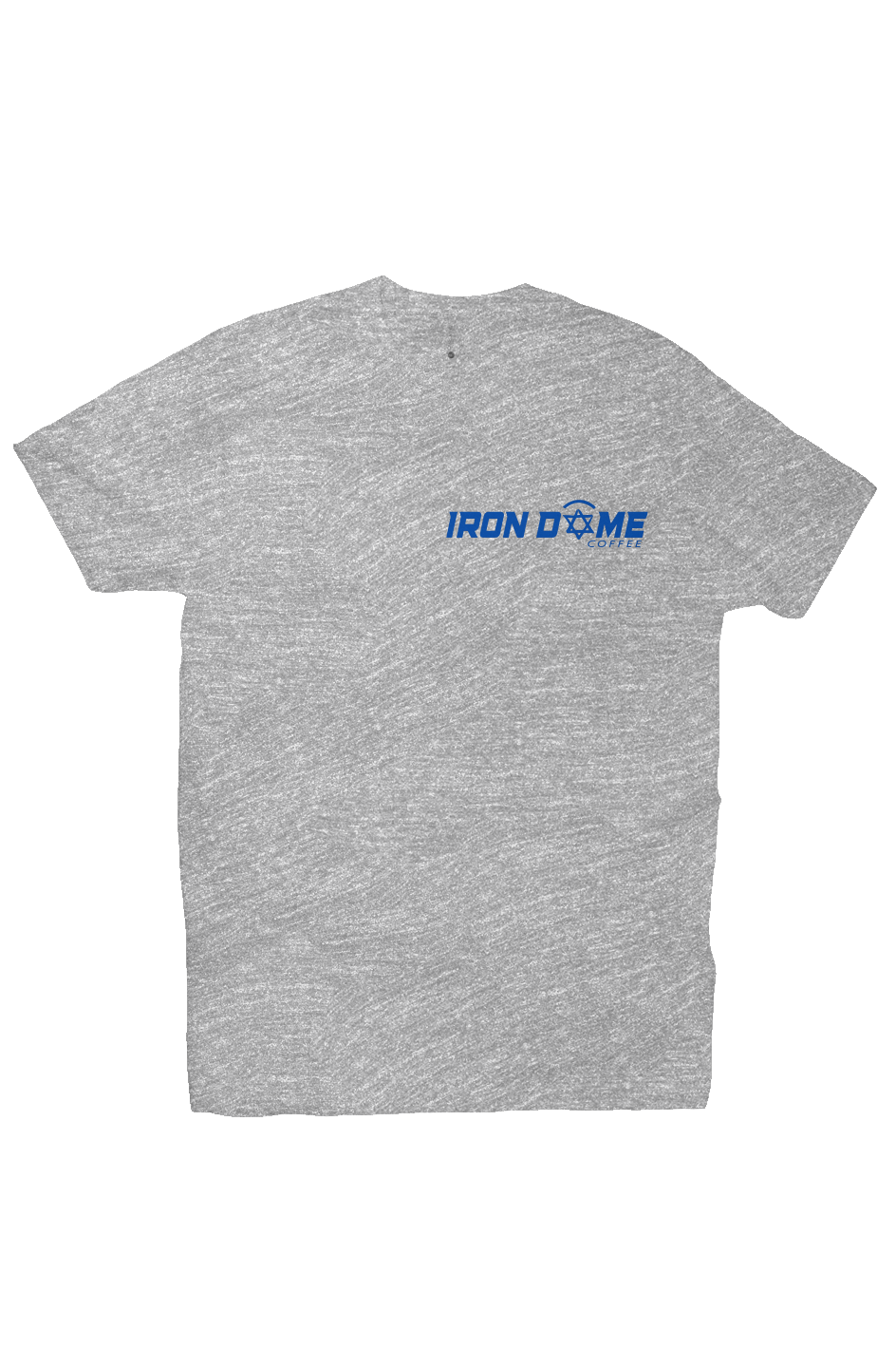 Gray t-shirt with 'Iron Dome' logo on a white background